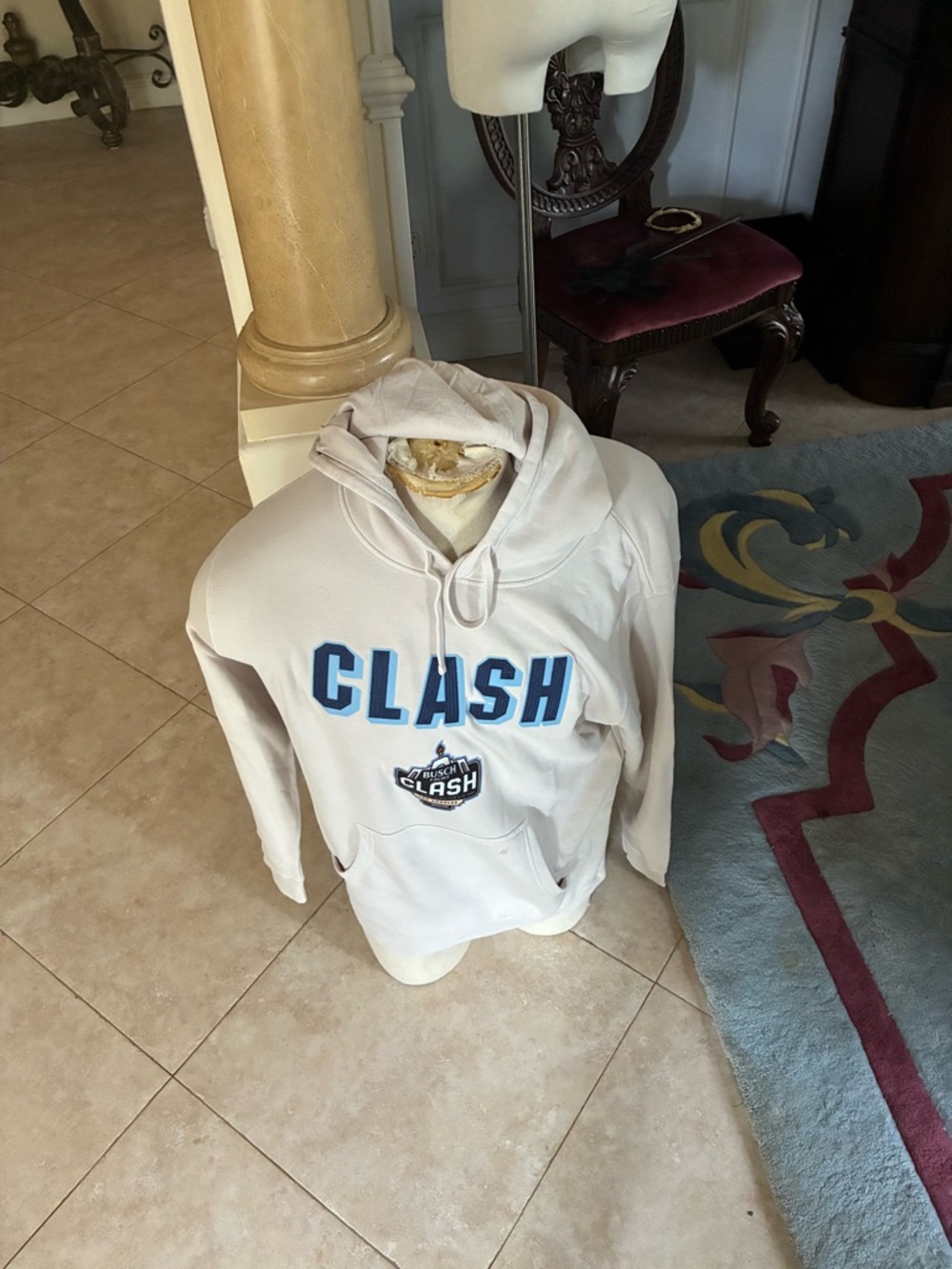 Nascar Crewneck Sweatshirt - White with Blue Logo